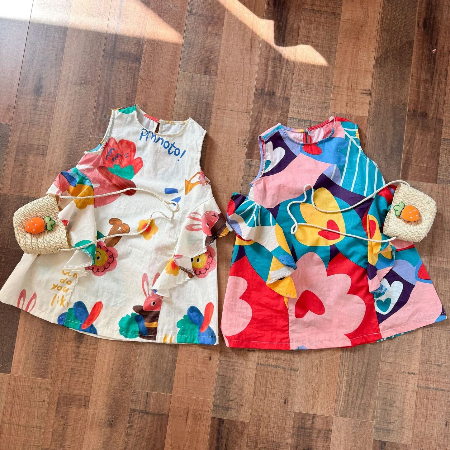 ノースリーブワンピース カラフルプリントノースリーブワンピース【mh0010182】