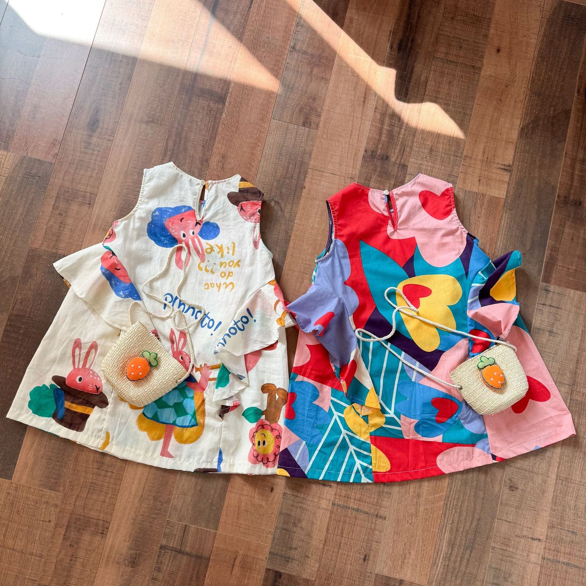 ノースリーブワンピース カラフルプリントノースリーブワンピース【mh0010182】