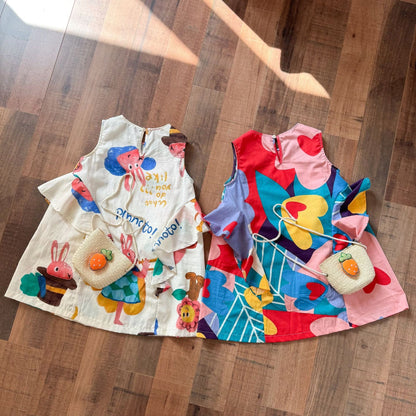 ノースリーブワンピース カラフルプリントノースリーブワンピース【mh0010182】