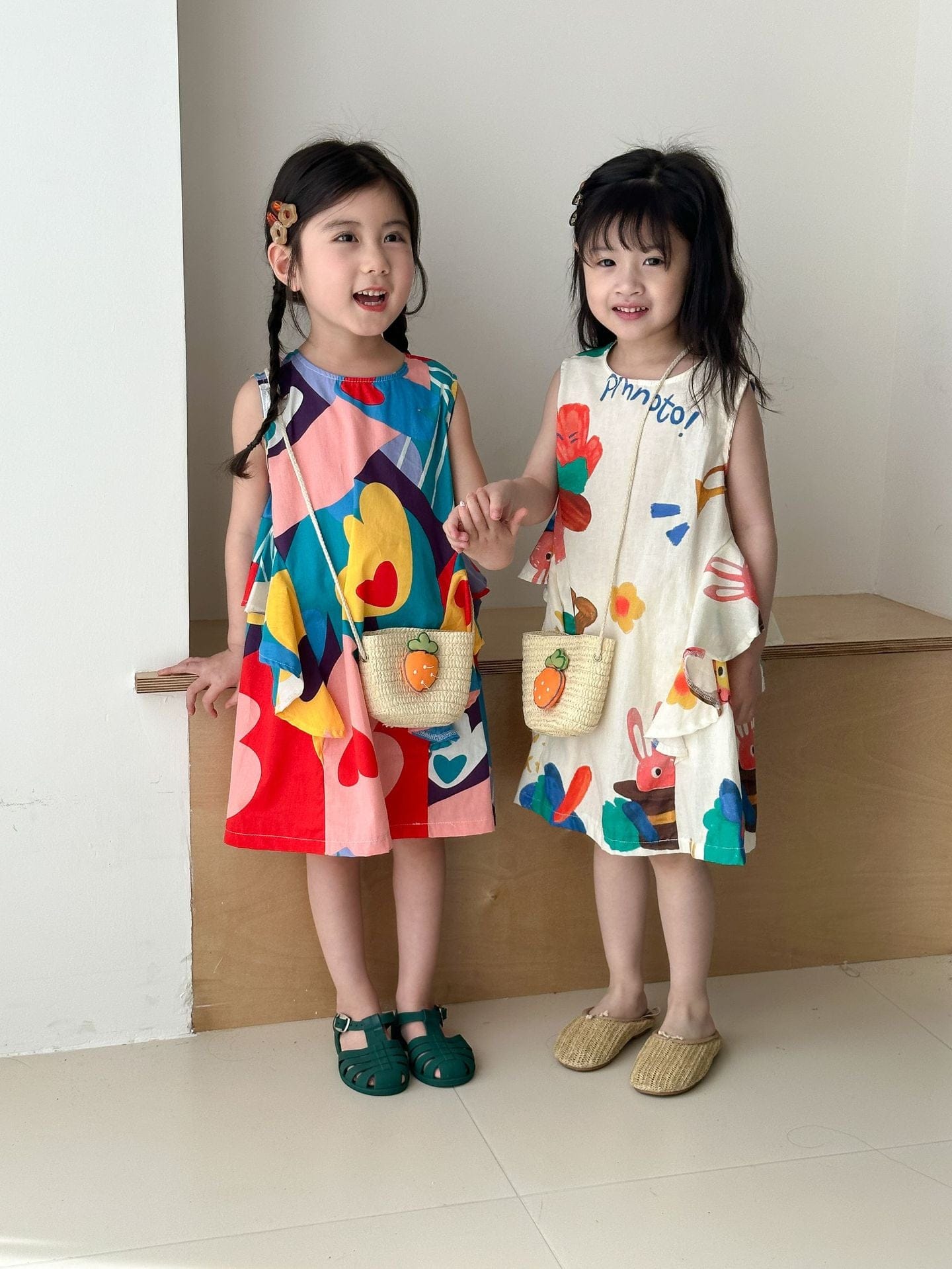 ノースリーブワンピース カラフルプリントノースリーブワンピース【mh0010182】