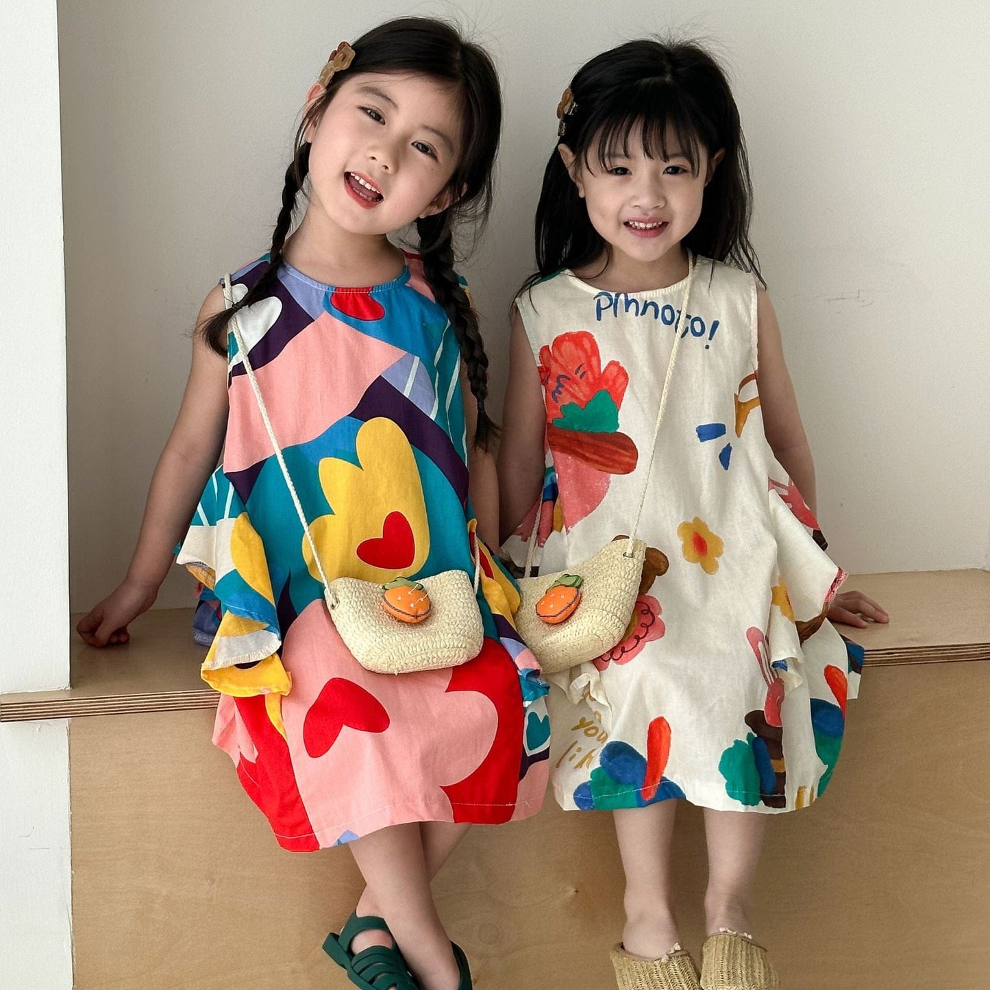 ノースリーブワンピース カラフルプリントノースリーブワンピース【mh0010182】