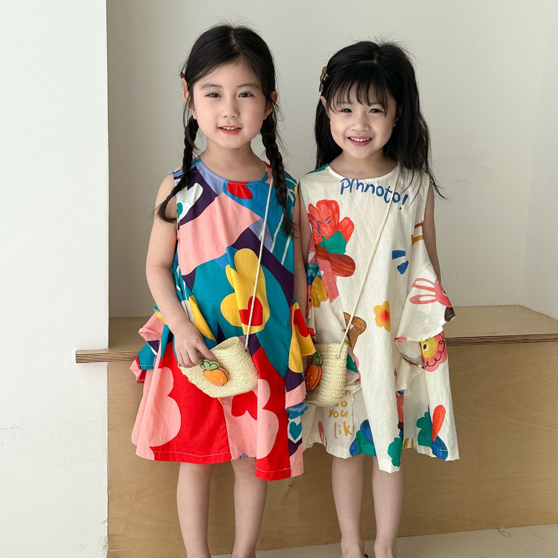 ノースリーブワンピース カラフルプリントノースリーブワンピース【mh0010182】