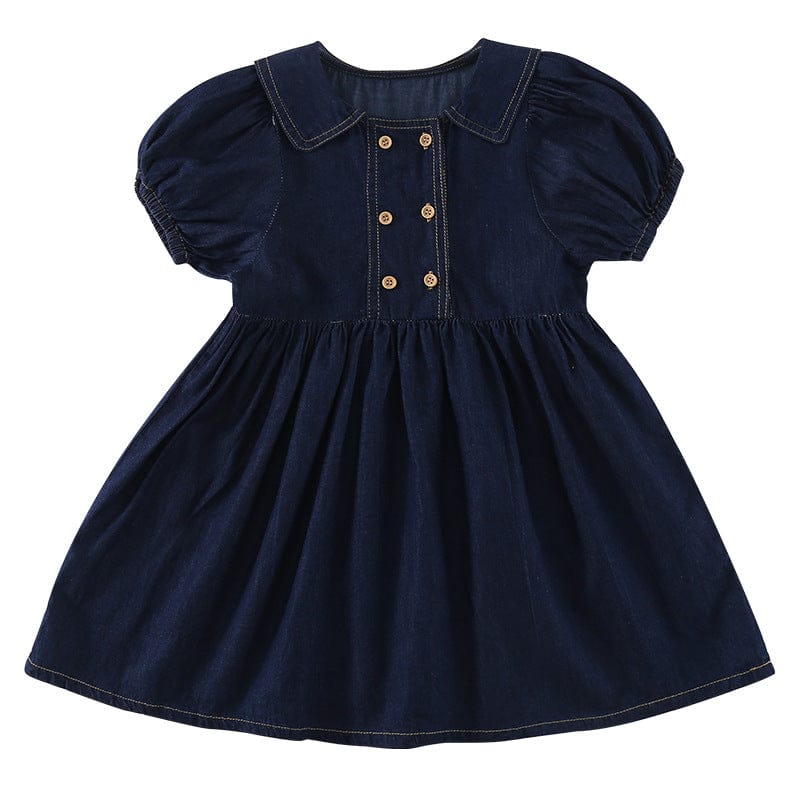 半袖セットアップ デニム半袖パフスリーブワンピース/半袖シャツ+パンツセット リンクコーデ【mh0010184】