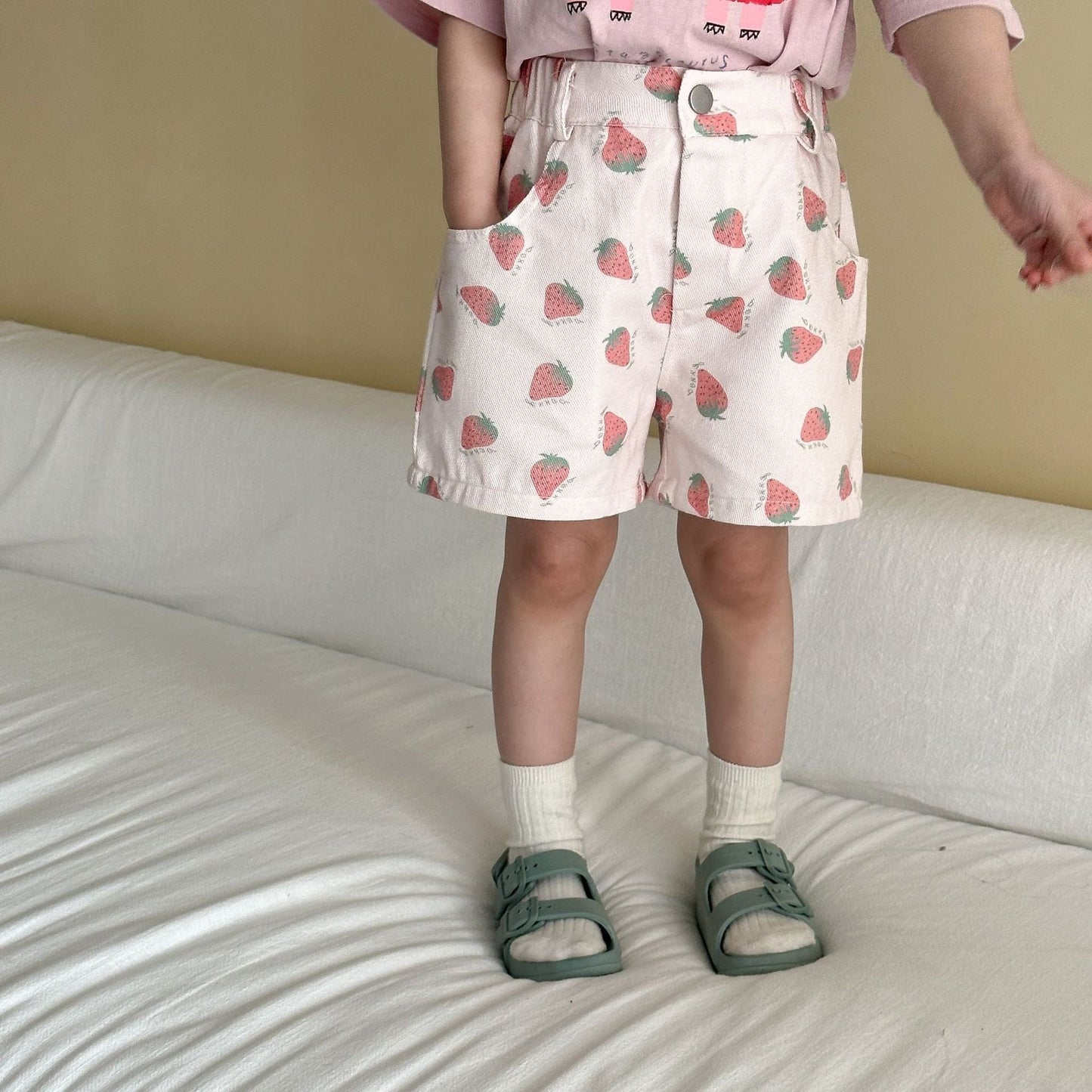 ハーフパンツ・ショートパンツ いちご/レターロゴプリントショートパンツ【mh0010185】