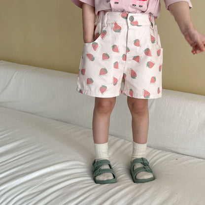 ハーフパンツ・ショートパンツ いちご/レターロゴプリントショートパンツ【mh0010185】