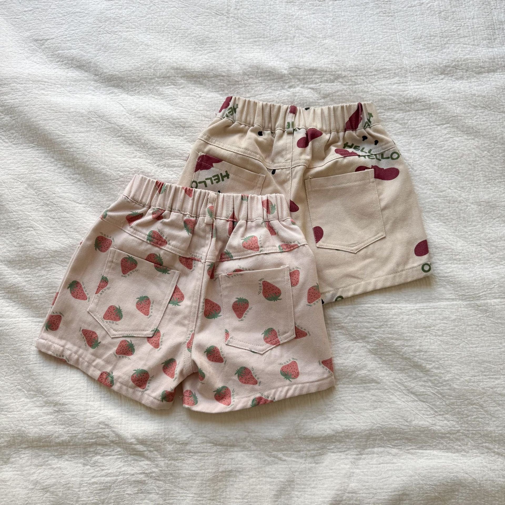 ハーフパンツ・ショートパンツ いちご/レターロゴプリントショートパンツ【mh0010185】