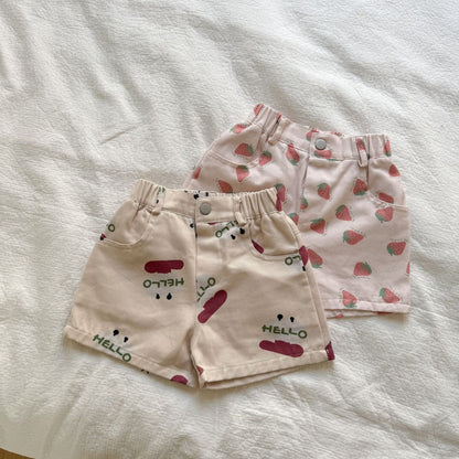 ハーフパンツ・ショートパンツ いちご/レターロゴプリントショートパンツ【mh0010185】