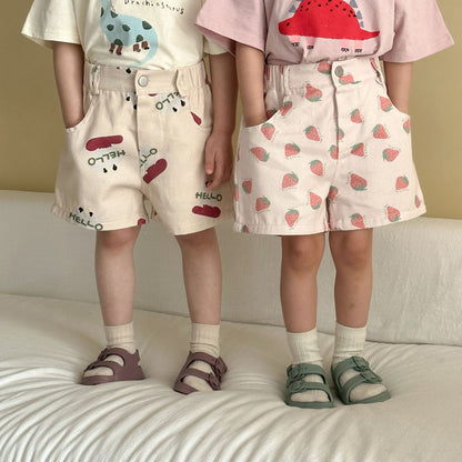 ハーフパンツ・ショートパンツ いちご/レターロゴプリントショートパンツ【mh0010185】