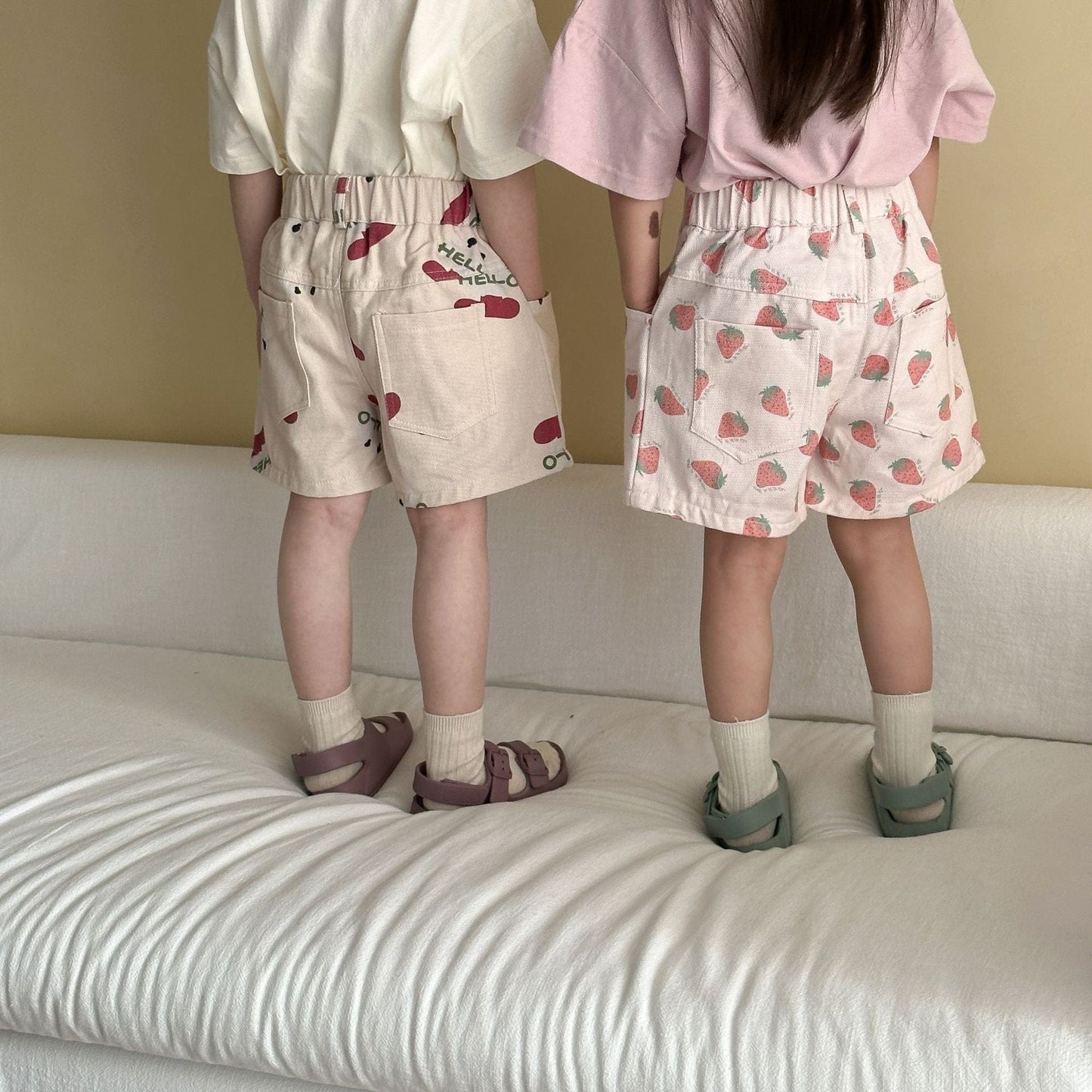 ハーフパンツ・ショートパンツ いちご/レターロゴプリントショートパンツ【mh0010185】