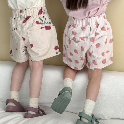 ハーフパンツ・ショートパンツ いちご/レターロゴプリントショートパンツ【mh0010185】