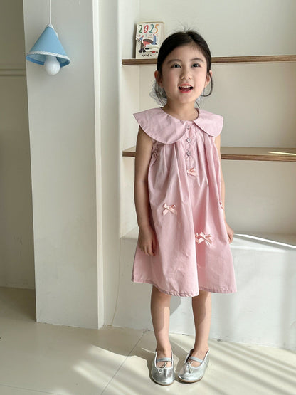 ノースリーブワンピース リボンアクセント丸襟ノースリーブワンピース【mh0010191】