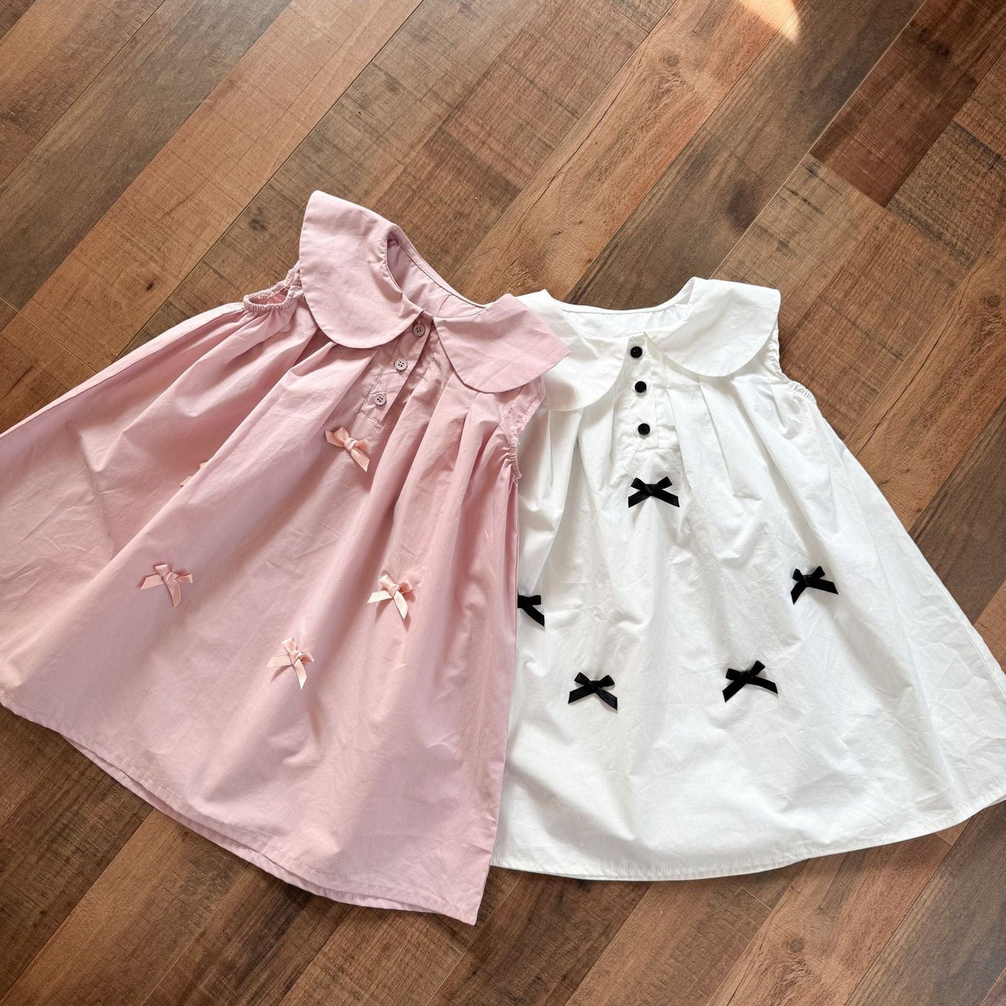 ノースリーブワンピース リボンアクセント丸襟ノースリーブワンピース【mh0010191】