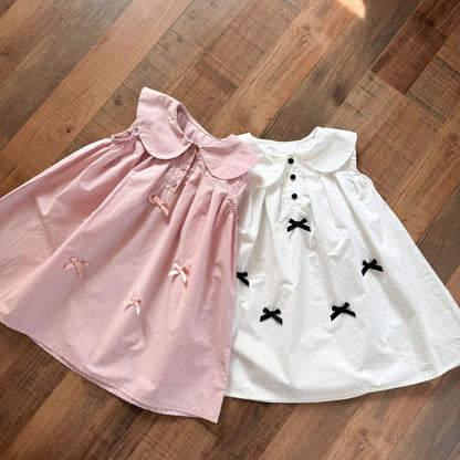 ノースリーブワンピース リボンアクセント丸襟ノースリーブワンピース【mh0010191】