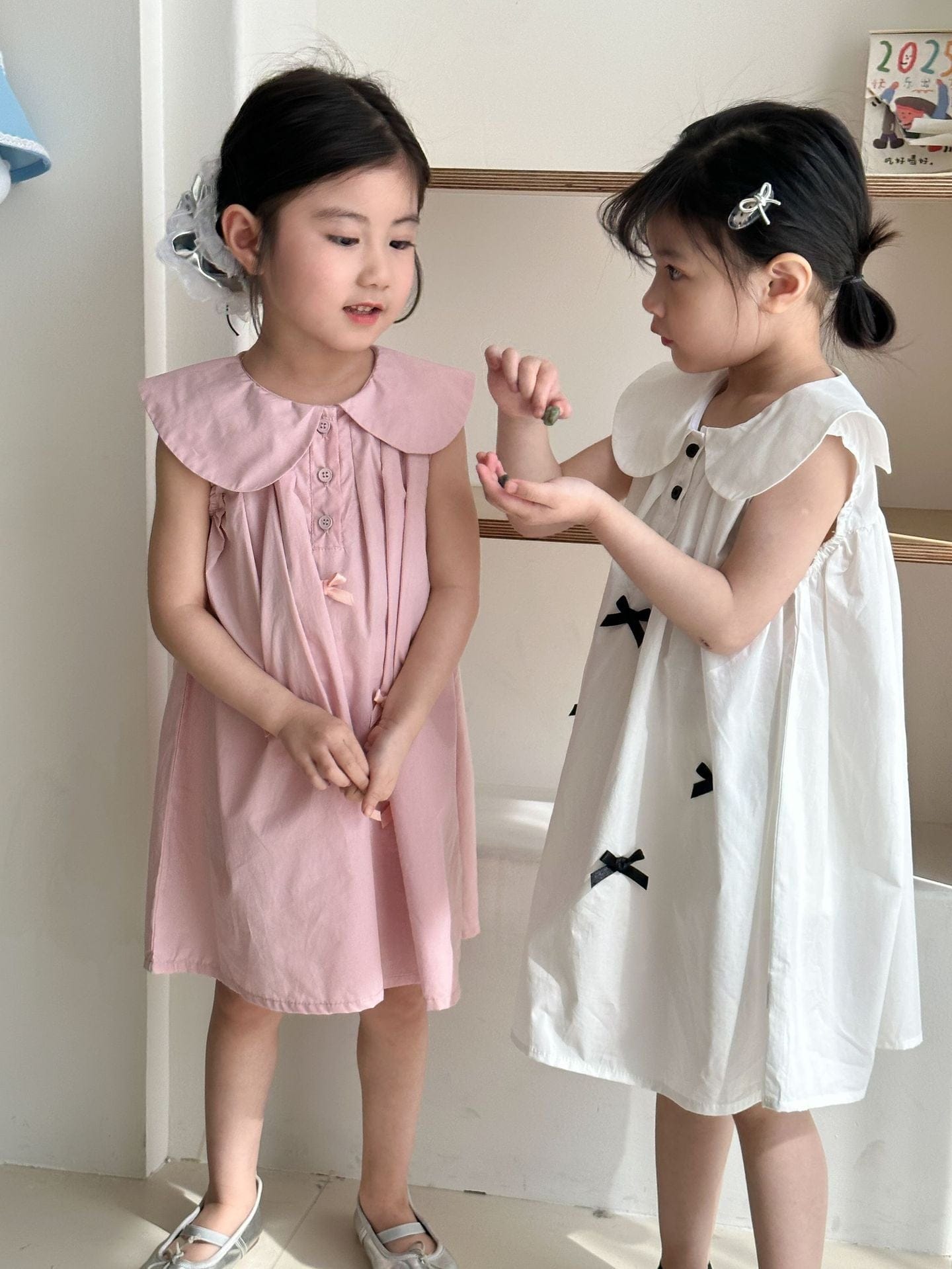 ノースリーブワンピース リボンアクセント丸襟ノースリーブワンピース【mh0010191】