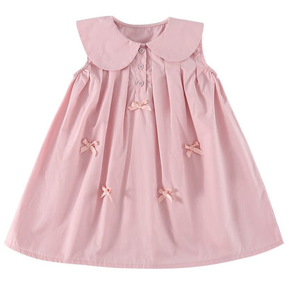 ノースリーブワンピース リボンアクセント丸襟ノースリーブワンピース【mh0010191】