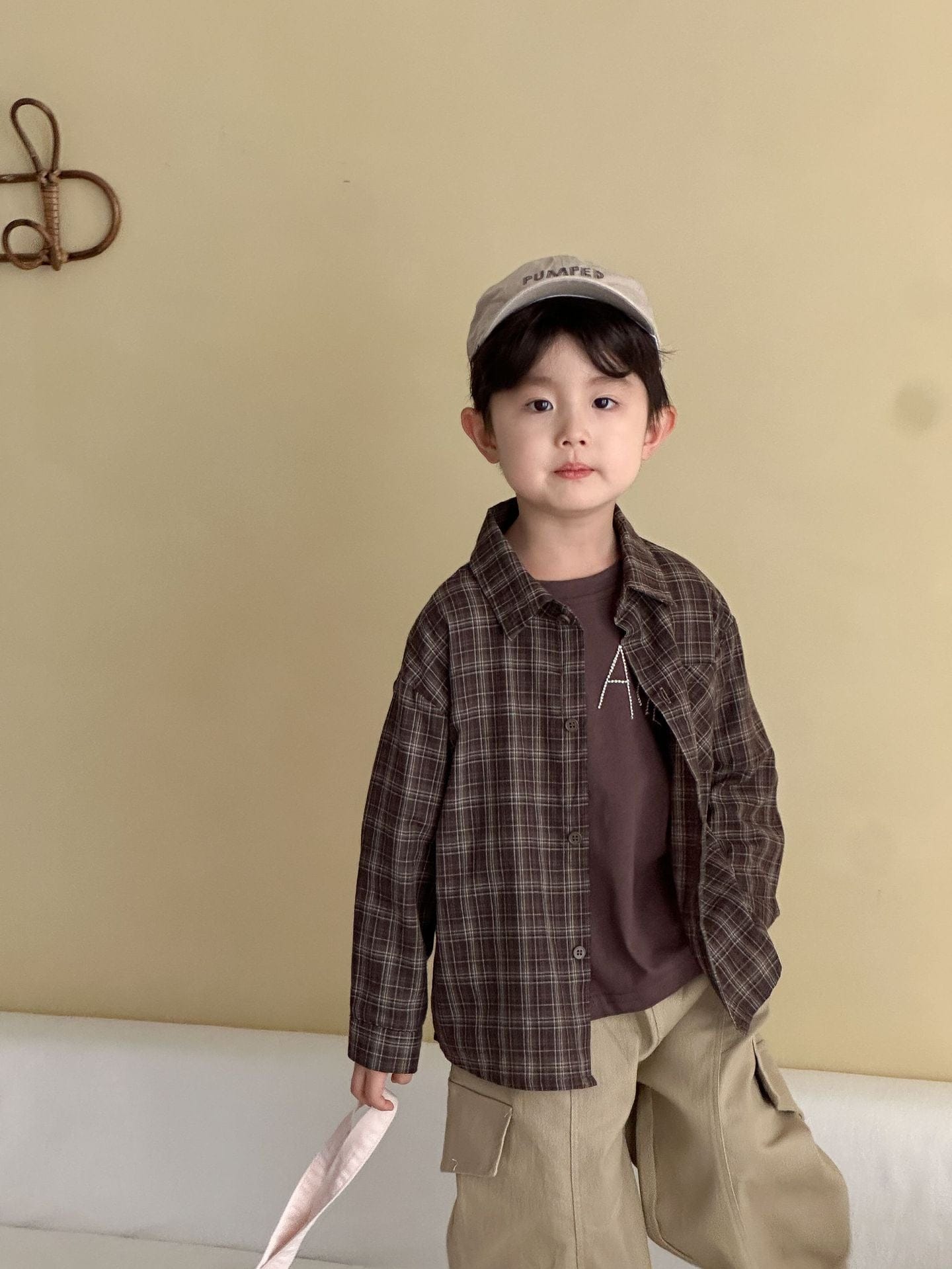 長袖シャツ・ブラウス レトロチェック長袖シャツ【mh0010478】