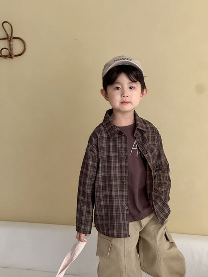 長袖シャツ・ブラウス レトロチェック長袖シャツ【mh0010478】