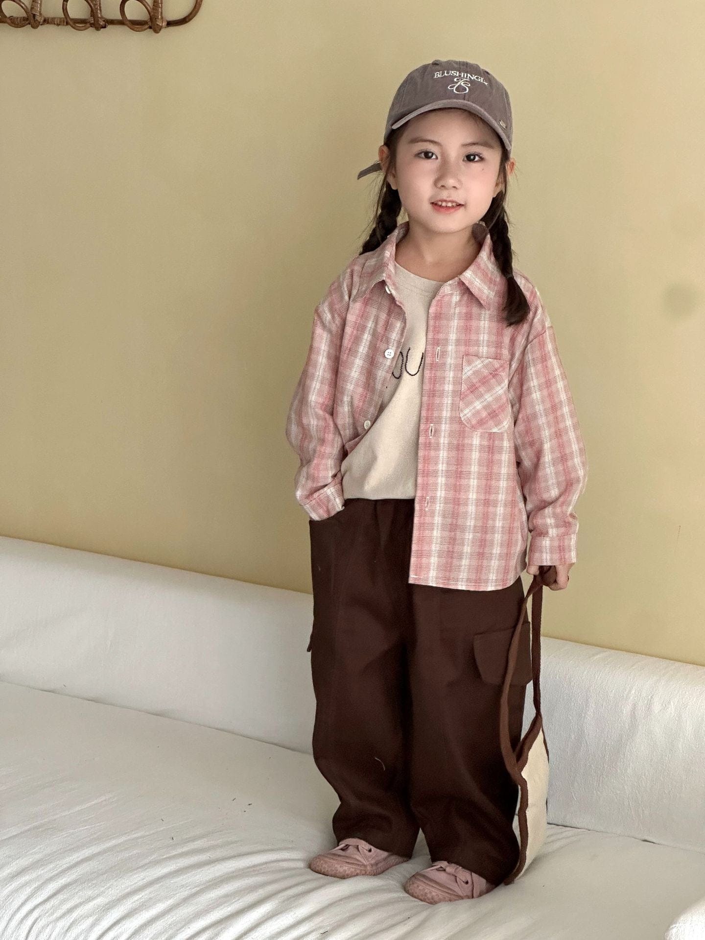 長袖シャツ・ブラウス レトロチェック長袖シャツ【mh0010478】