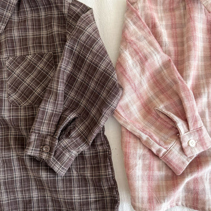 長袖シャツ・ブラウス レトロチェック長袖シャツ【mh0010478】