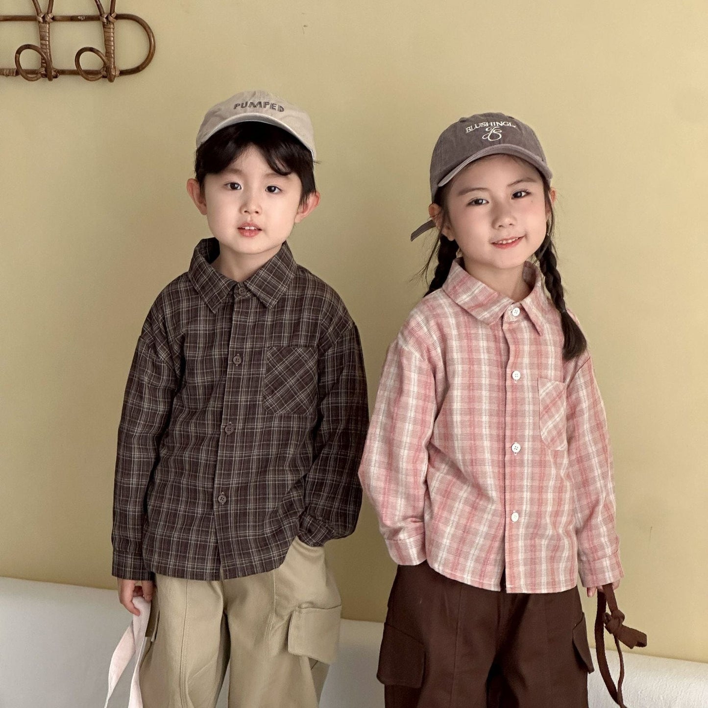 長袖シャツ・ブラウス レトロチェック長袖シャツ【mh0010478】