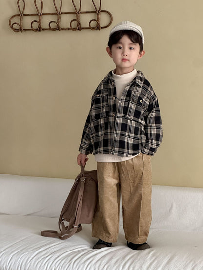 長袖シャツ・ブラウス レトロチェック長袖オーバーシャツ【mh0010482】