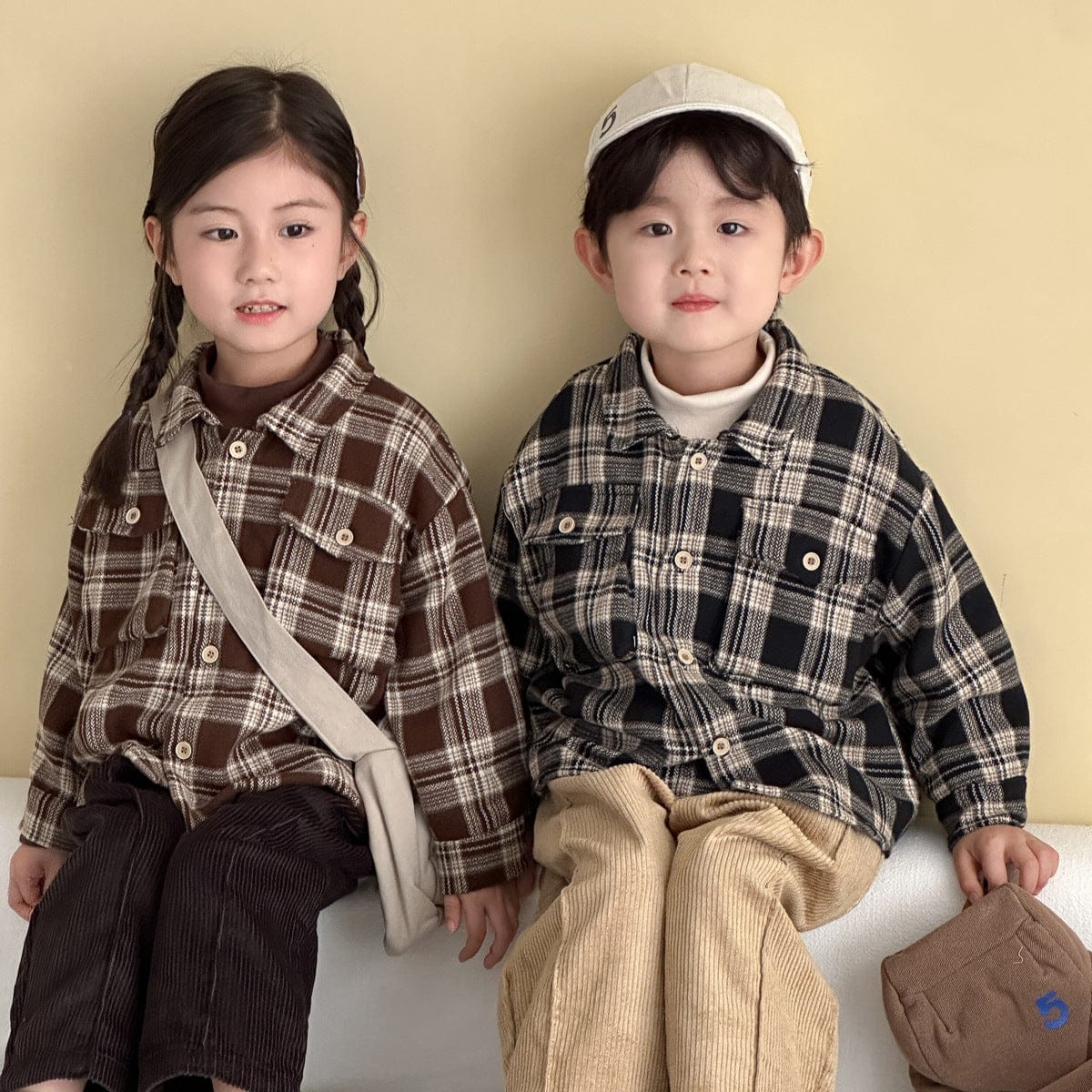 長袖シャツ・ブラウス レトロチェック長袖オーバーシャツ【mh0010482】