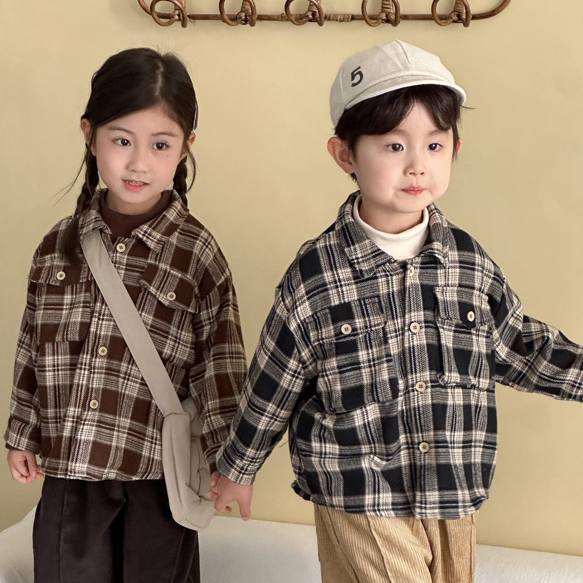 長袖シャツ・ブラウス レトロチェック長袖オーバーシャツ【mh0010482】