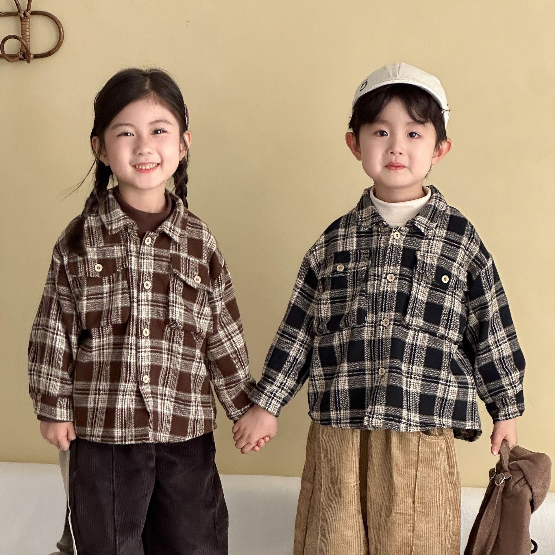 長袖シャツ・ブラウス レトロチェック長袖オーバーシャツ【mh0010482】