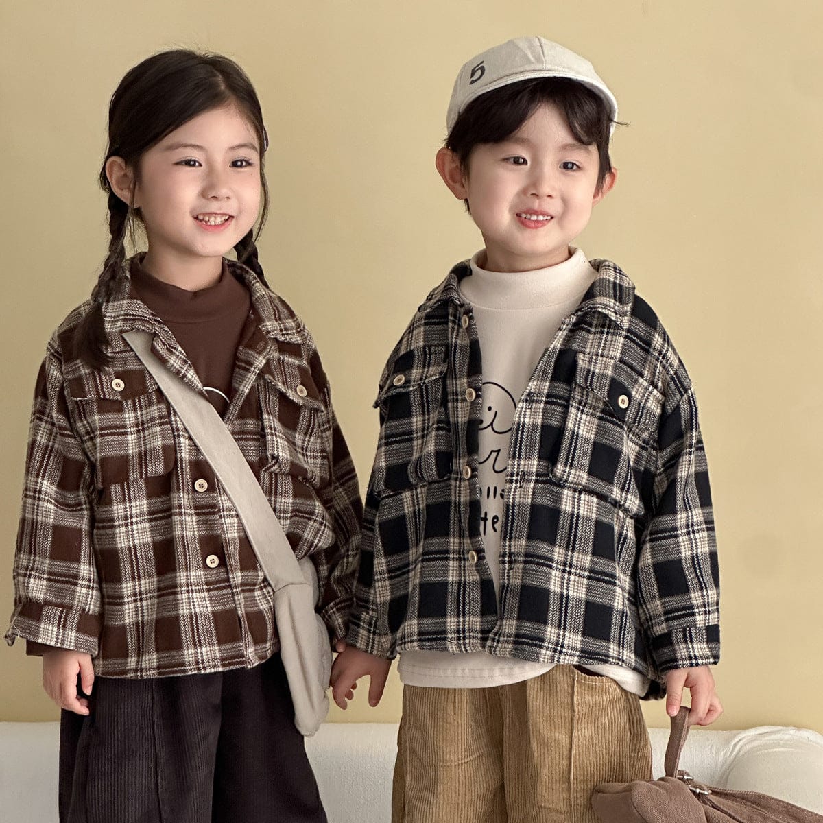 長袖シャツ・ブラウス レトロチェック長袖オーバーシャツ【mh0010482】