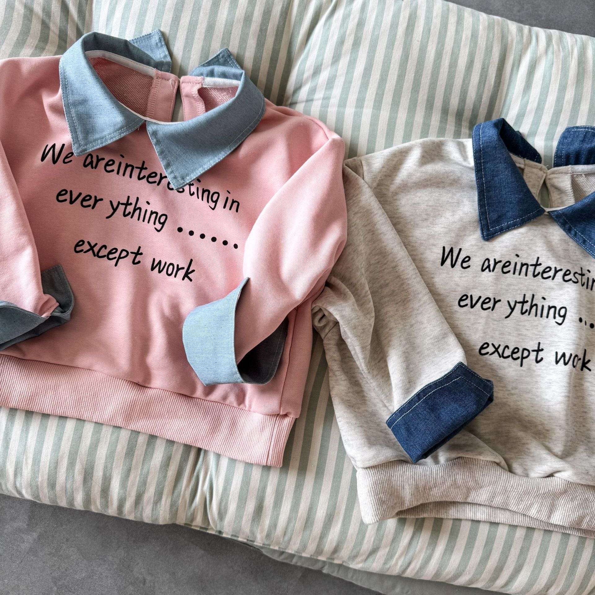 長袖シャツ・ブラウス レターロゴバイカラー長袖ポロシャツ【mh0010489】