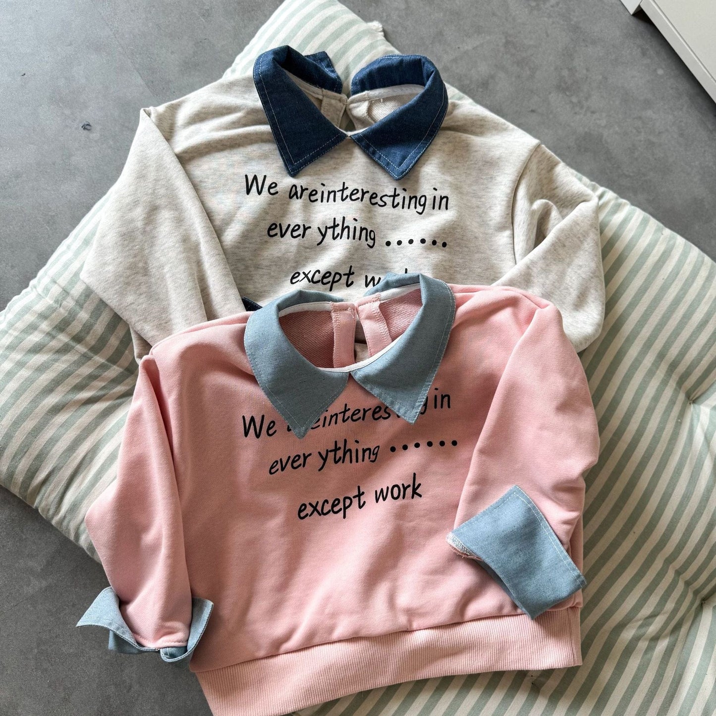 長袖シャツ・ブラウス レターロゴバイカラー長袖ポロシャツ【mh0010489】