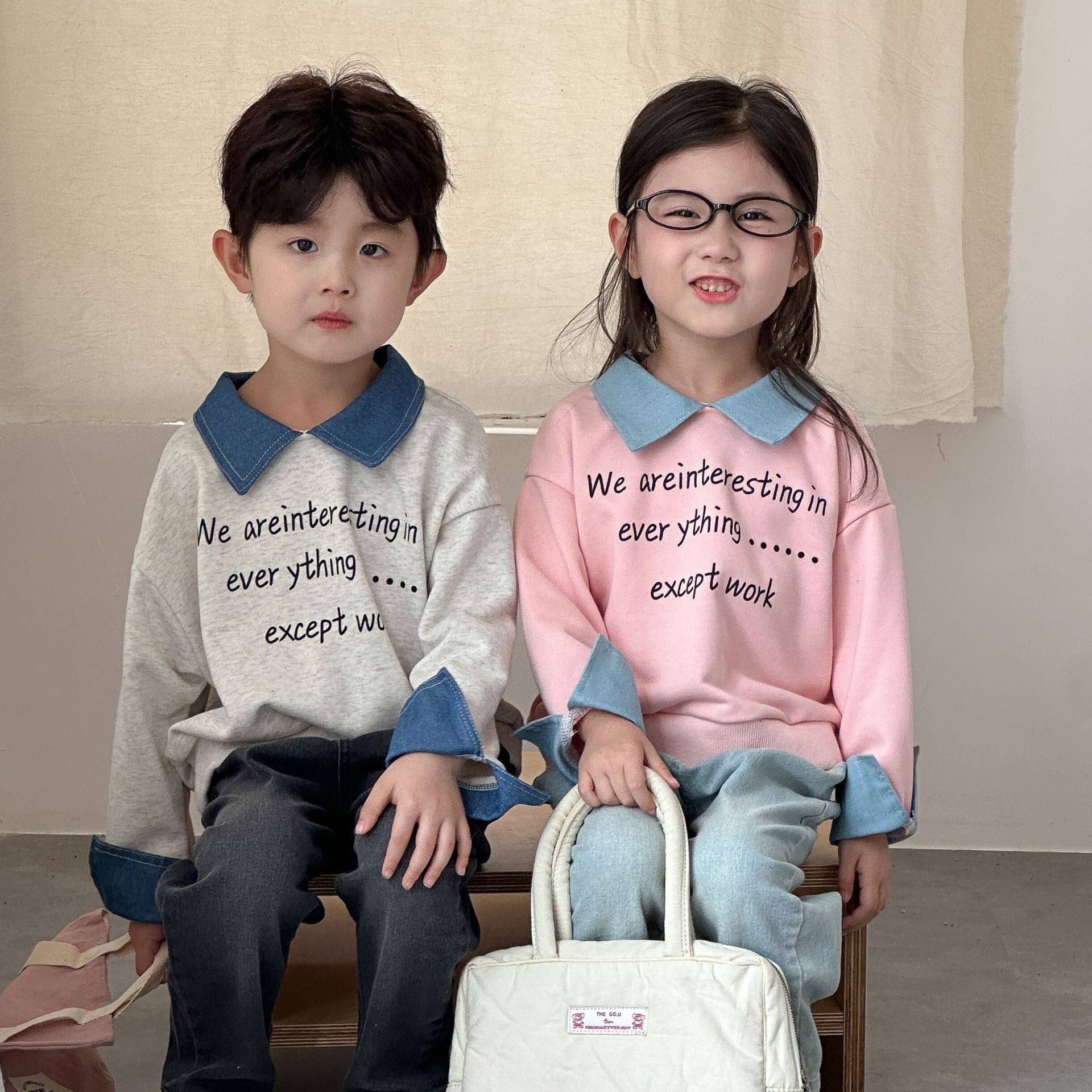 長袖シャツ・ブラウス レターロゴバイカラー長袖ポロシャツ【mh0010489】