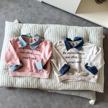 長袖シャツ・ブラウス レターロゴバイカラー長袖ポロシャツ【mh0010489】