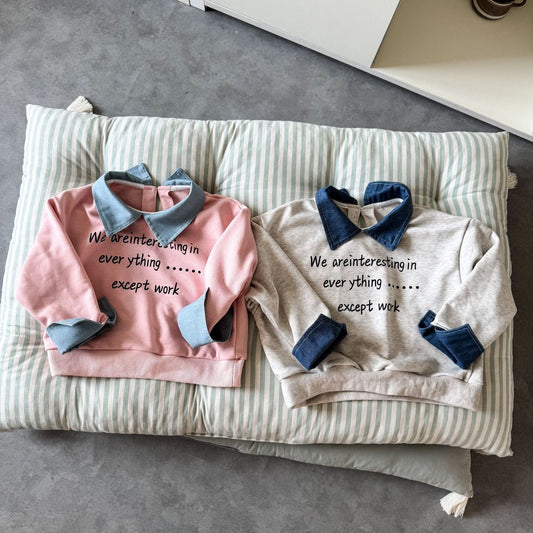 長袖シャツ・ブラウス レターロゴバイカラー長袖ポロシャツ【mh0010489】