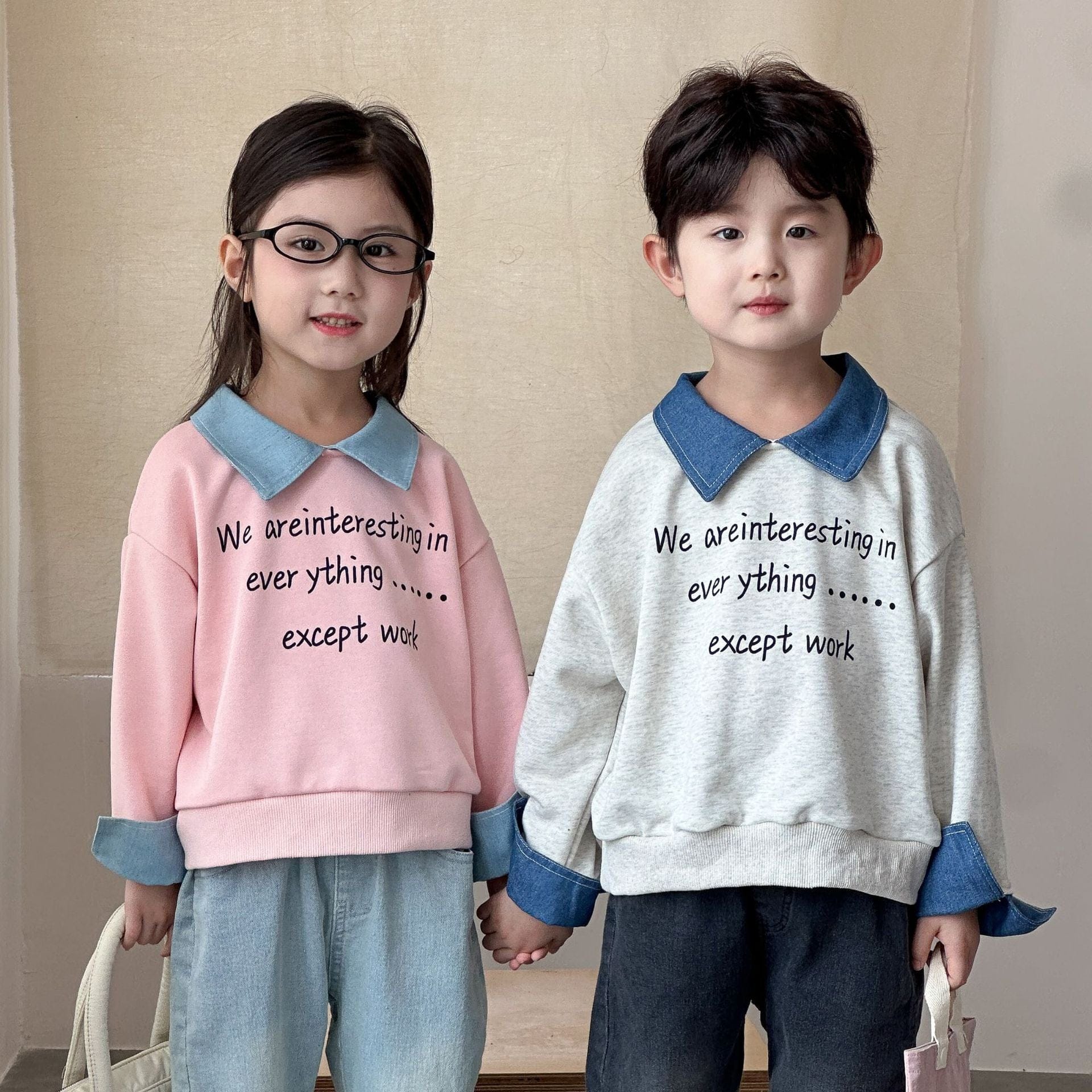 長袖シャツ・ブラウス レターロゴバイカラー長袖ポロシャツ【mh0010489】