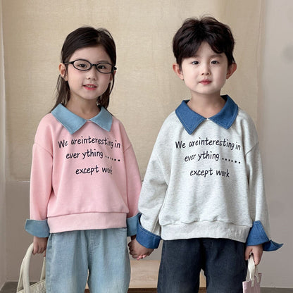 長袖シャツ・ブラウス レターロゴバイカラー長袖ポロシャツ【mh0010489】