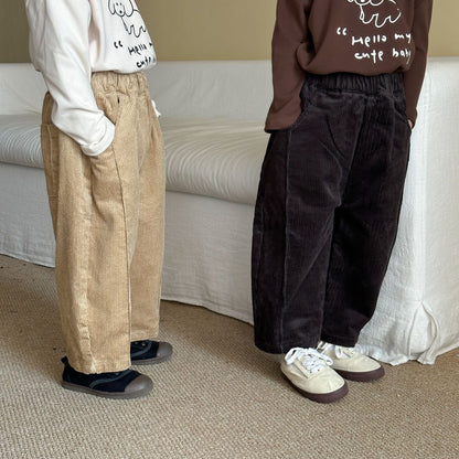 ロングパンツ・スウェットパンツ コーデュロイワイドルーズロングパンツ【mh0010499】