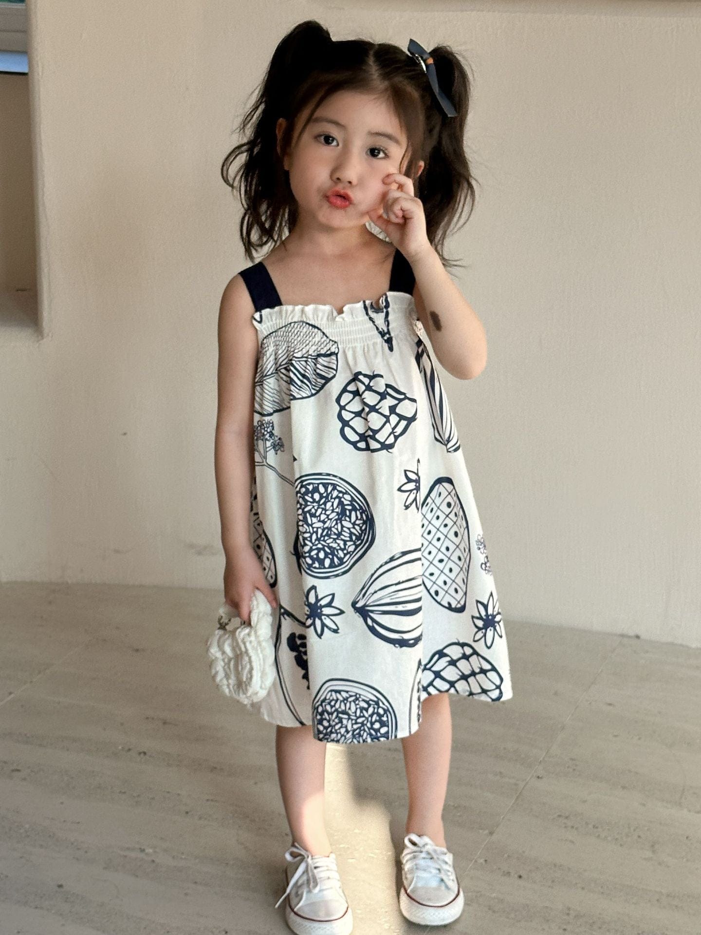 半袖セットアップ ボタニカルフルーツプリント ボーイズ半袖シャツ+ショートパンツ/ガールズノースリーブワンピース リンクコーデ 兄弟姉妹 お揃いコーデ【mh0010975】