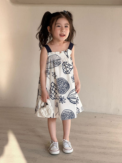 半袖セットアップ ボタニカルフルーツプリント ボーイズ半袖シャツ+ショートパンツ/ガールズノースリーブワンピース リンクコーデ 兄弟姉妹 お揃いコーデ【mh0010975】