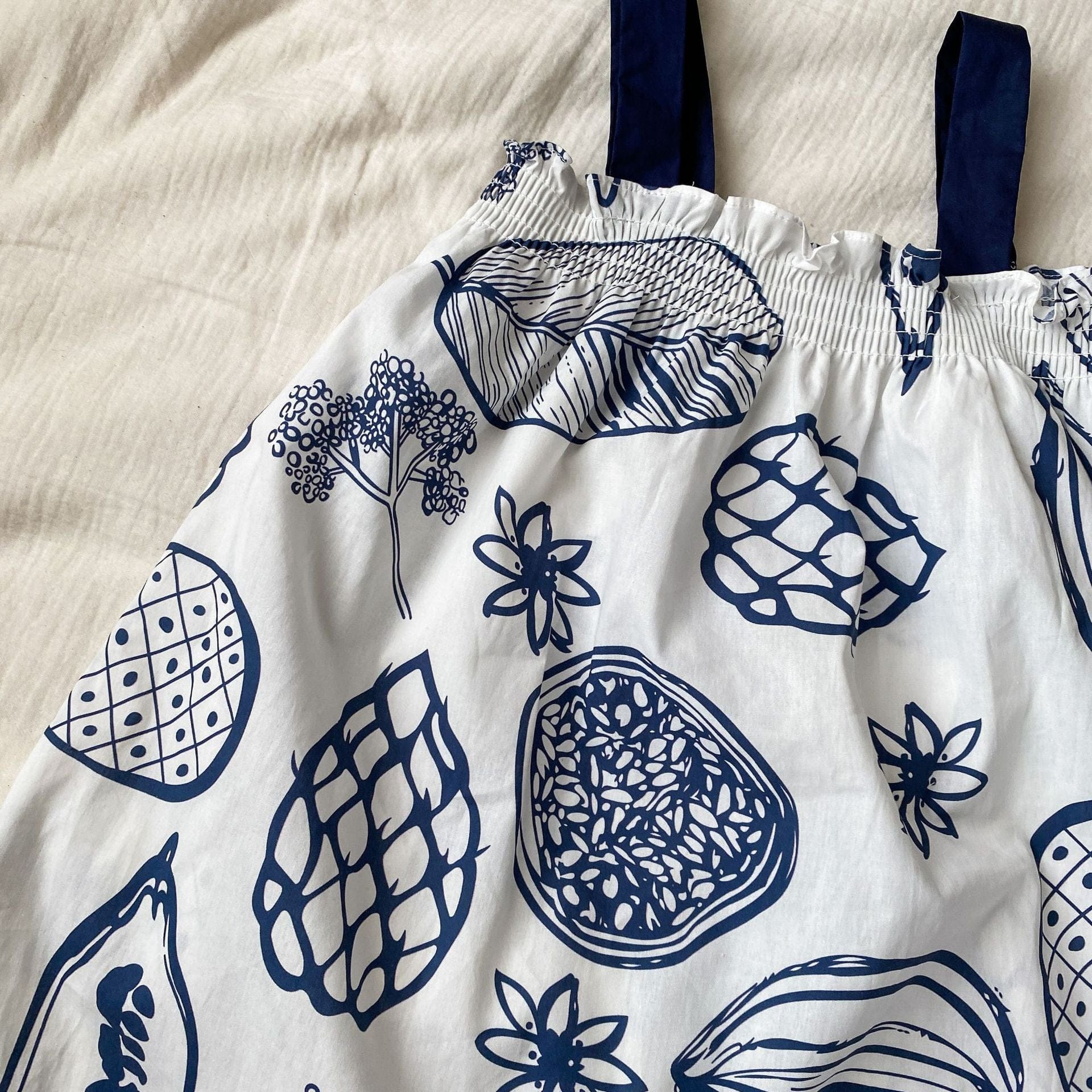 半袖セットアップ ボタニカルフルーツプリント ボーイズ半袖シャツ+ショートパンツ/ガールズノースリーブワンピース リンクコーデ 兄弟姉妹 お揃いコーデ【mh0010975】