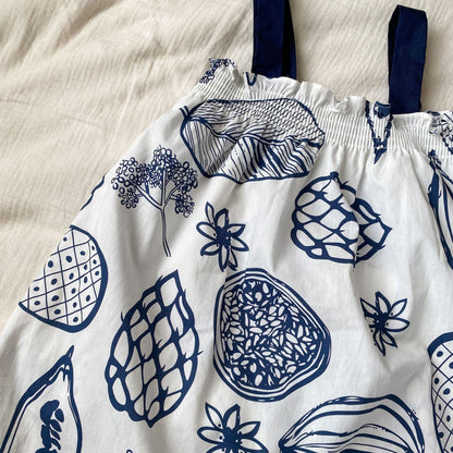 半袖セットアップ ボタニカルフルーツプリント ボーイズ半袖シャツ+ショートパンツ/ガールズノースリーブワンピース リンクコーデ 兄弟姉妹 お揃いコーデ【mh0010975】