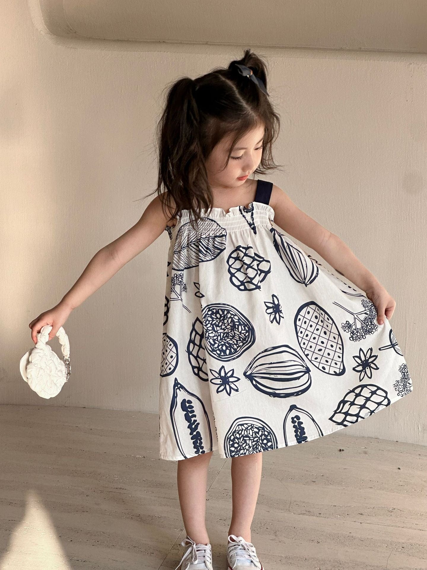 半袖セットアップ ボタニカルフルーツプリント ボーイズ半袖シャツ+ショートパンツ/ガールズノースリーブワンピース リンクコーデ 兄弟姉妹 お揃いコーデ【mh0010975】