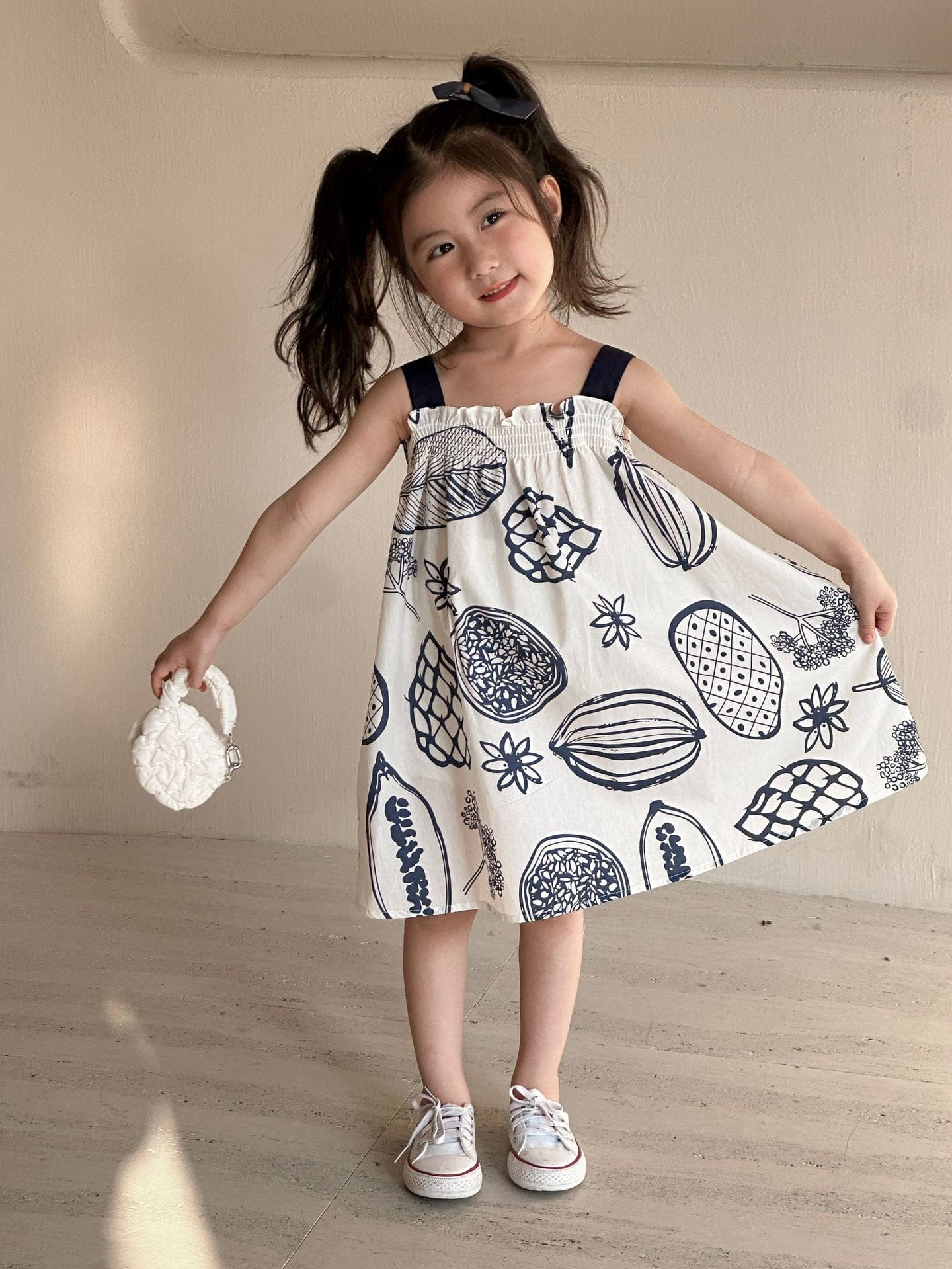 半袖セットアップ ボタニカルフルーツプリント ボーイズ半袖シャツ+ショートパンツ/ガールズノースリーブワンピース リンクコーデ 兄弟姉妹 お揃いコーデ【mh0010975】