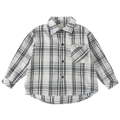 長袖シャツ・ブラウス ビッグチェック柄ルーズ長袖シャツ【mh0011237】