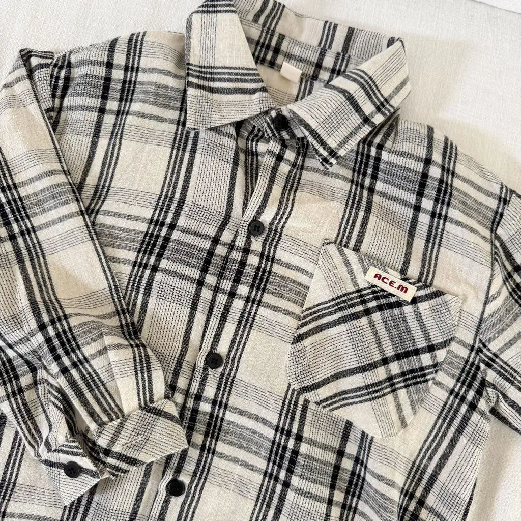 長袖シャツ・ブラウス ビッグチェック柄ルーズ長袖シャツ【mh0011237】