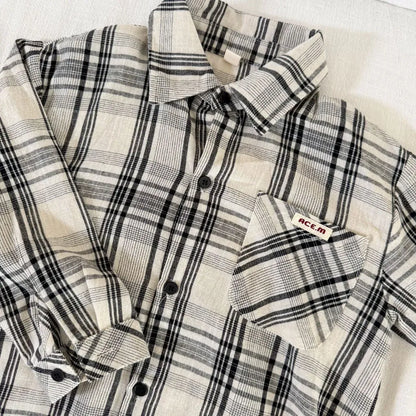 長袖シャツ・ブラウス ビッグチェック柄ルーズ長袖シャツ【mh0011237】