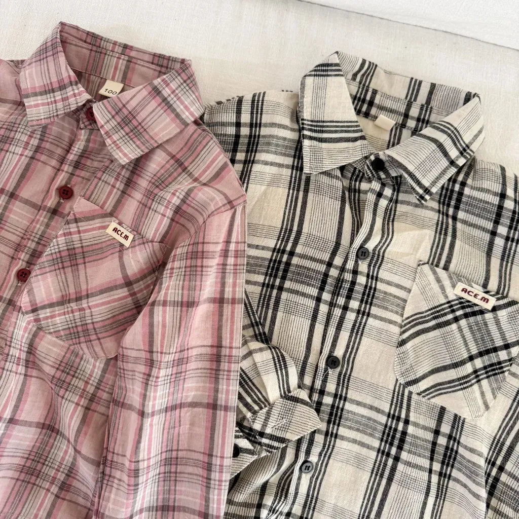 長袖シャツ・ブラウス ビッグチェック柄ルーズ長袖シャツ【mh0011237】