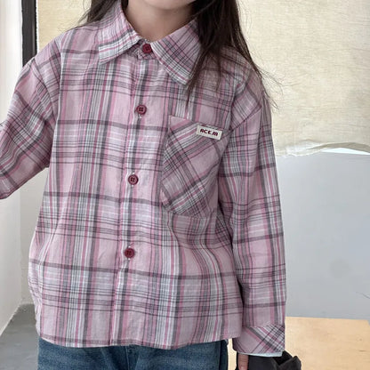 長袖シャツ・ブラウス ビッグチェック柄ルーズ長袖シャツ【mh0011237】