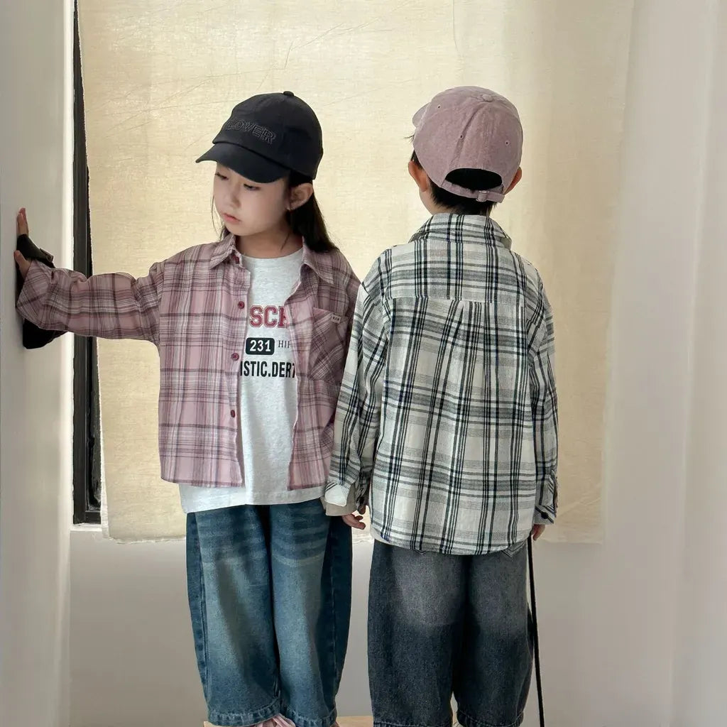 長袖シャツ・ブラウス ビッグチェック柄ルーズ長袖シャツ【mh0011237】