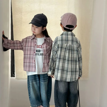 長袖シャツ・ブラウス ビッグチェック柄ルーズ長袖シャツ【mh0011237】